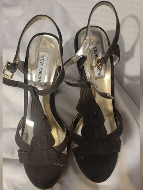 Steve Madden Dark Brown T-Strap Ruffle Heels